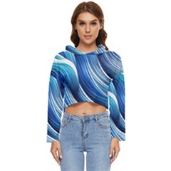 Sunny Ocean Wave Women s Lightweight Cropped Hoodie by GardenOfOphir