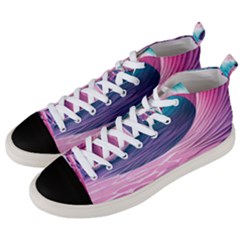 Pink Waves On The Beach Ii Men s Mid-top Canvas Sneakers by GardenOfOphir