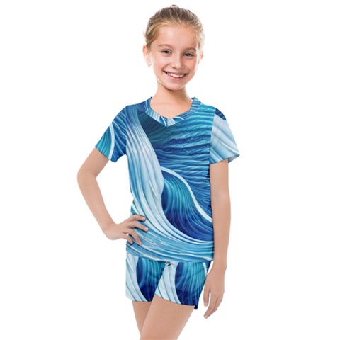 Summertime On The Sea Kids  Mesh Tee And Shorts Set by GardenOfOphir