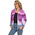 Abstract Pink Ocean Waves Women s Puffer Bubble Jacket Coat View2