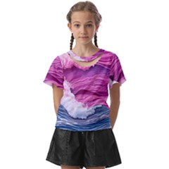 Abstract Pink Ocean Waves Kids  Front Cut Tee by GardenOfOphir