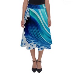 Blue Water Reflections Perfect Length Midi Skirt by GardenOfOphir