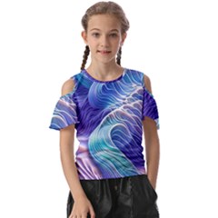 Majestic Ocean Waves Kids  Butterfly Cutout Tee by GardenOfOphir