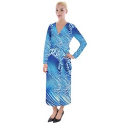Wave Beach Iii Velvet Maxi Wrap Dress by GardenOfOphir