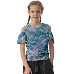 Waves Of The Ocean Ii Kids  Butterfly Cutout Tee by GardenOfOphir