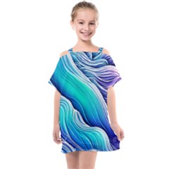 Ocean Waves In Pastel Tones Kids  One Piece Chiffon Dress by GardenOfOphir