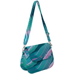 Pink Ocean Waves Saddle Handbag by GardenOfOphir