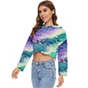 Pastel Hues Ocean Waves Women s Lightweight Cropped Hoodie View2