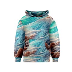 Waves Of The Ocean Kids  Pullover Hoodie by GardenOfOphir