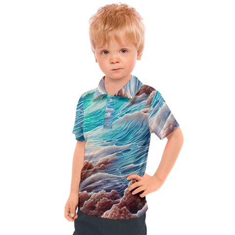 Waves Of The Ocean Kids  Polo Tee by GardenOfOphir