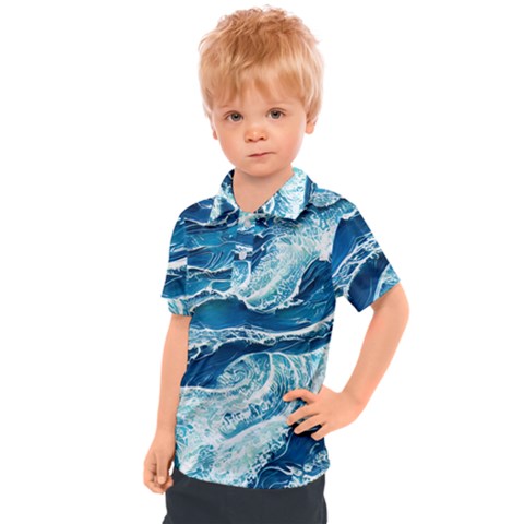 Summer Ocean Waves Kids  Polo Tee by GardenOfOphir