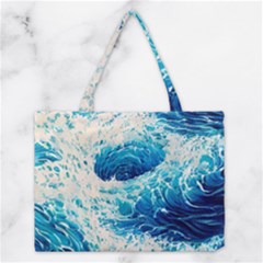 Abstract Blue Ocean Wave Ii Medium Tote Bag by GardenOfOphir