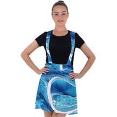 Blue Wave Velvet Suspender Skater Skirt by GardenOfOphir