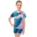 Pink Sea Water Kids  Mesh Tee and Shorts Set View1