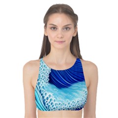 Waves Blue Ocean Tank Bikini Top by GardenOfOphir