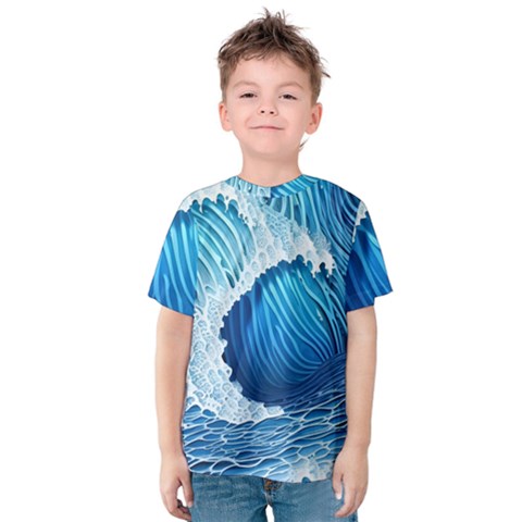 Beach Wave Kids  Cotton Tee by GardenOfOphir