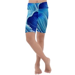 Wave Kids  Lightweight Velour Cropped Yoga Leggings by GardenOfOphir