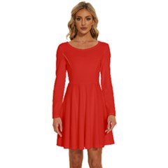 Love Red	 - 	long Sleeve Wide Neck Velvet Dress by ColorfulDresses