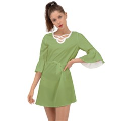 Olivine Green	 - 	criss Cross Mini Dress by ColorfulDresses