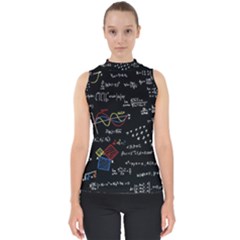 Black Background With Text Overlay Mathematics Formula Board Mock Neck Shell Top by Jancukart