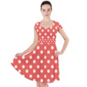 Indian Red Polka Dots Cap Sleeve Midi Dress View1