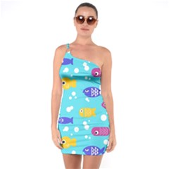 Fish Graphic Seamless Pattern Seamless Pattern One Soulder Bodycon Dress by Ravend