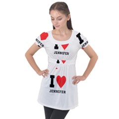 I Love Jennifer  Puff Sleeve Tunic Top by ilovewhateva