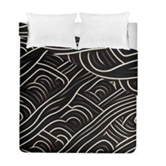 Black Coconut Color Wavy Lines Waves Abstract Duvet Cover Double Side (full/ Double Size) by Ravend