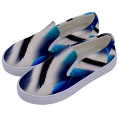 Feathers Pattern Design Blue Jay Texture Colors Kids  Canvas Slip Ons by Ravend