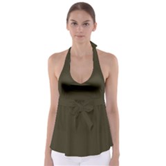 Dark Olive Drab	 - 	babydoll Tankini Top by ColorfulSwimWear