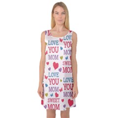 Love Mom Happy Mothers Day I Love Mom Graphic Sleeveless Satin Nightdress by Ravend