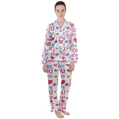 Love Mom Happy Mothers Day I Love Mom Graphic Women s Long Sleeve Satin Pajamas Set	 by Ravend