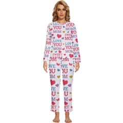 Love Mom Happy Mothers Day I Love Mom Graphic Womens  Long Sleeve Lightweight Pajamas Set by Ravend