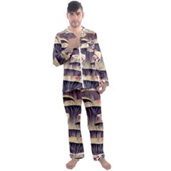 Magicians  Choice Mushroom Spellcharms Men s Long Sleeve Satin Pajamas Set by GardenOfOphir