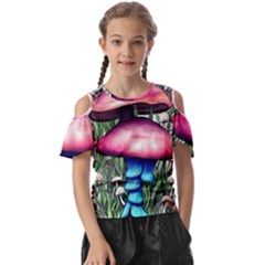 Necromancy Toadstool Kids  Butterfly Cutout Tee by GardenOfOphir