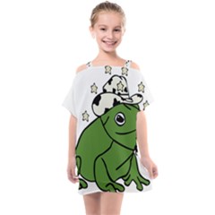 Frog With A Cowboy Hat Kids  One Piece Chiffon Dress by Teevova