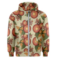 Flowers Leaves Pattern Flora Botany Drawing Art Men s Zipper Hoodie by Ravend