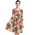 Flowers Leaves Pattern Flora Botany Drawing Art Quarter Sleeve Waist Band Dress View1