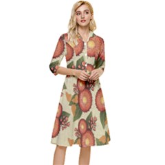 Flowers Leaves Pattern Flora Botany Drawing Art Classy Knee Length Dress by Ravend