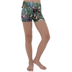 Craft Mushroom Kids  Lightweight Velour Yoga Shorts by GardenOfOphir