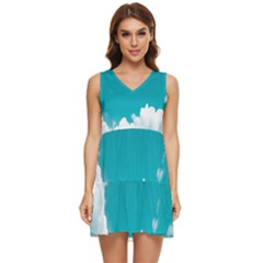 Clouds Hd Wallpaper Tiered Sleeveless Mini Dress by artworkshop