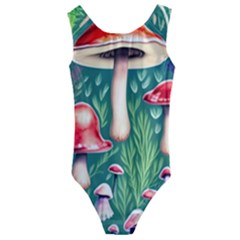 Forest Mushroom Fairy Garden Kids  Cut-out Back One Piece Swimsuit by GardenOfOphir