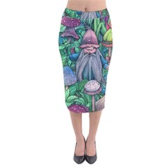 Mushroom Design Fairycore Forest Velvet Midi Pencil Skirt by GardenOfOphir