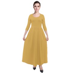 Mimosa Orange	 - 	quarter Sleeve Maxi Velour Dress by ColorfulDresses