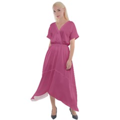 Bashful Pink	 - 	cross Front Sharkbite Hem Maxi Dress by ColorfulDresses