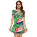 A Forest Fantasy V-Neck High Waist Chiffon Mini Dress View1