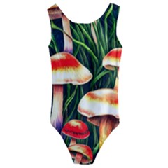 Mushroom Fairy Garden Kids  Cut-out Back One Piece Swimsuit by GardenOfOphir