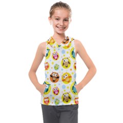 Owl Bird Cartoon Kids  Sleeveless Hoodie by Jancukart