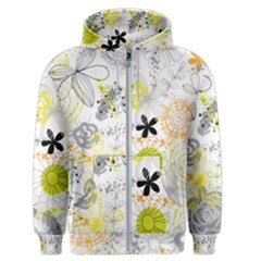 Doodle Flowers Hand Drawing Pattern Men s Zipper Hoodie by Jancukart