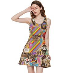 Multicolored Doodle Art Wallpaper Inside Out Racerback Dress by Jancukart